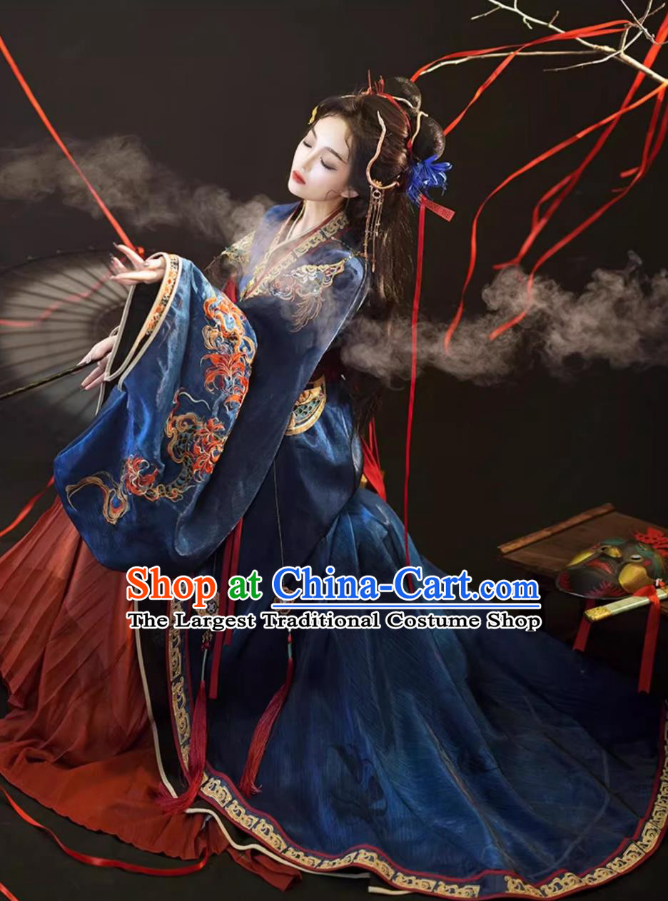 Chinese Wei Jin Southern And Northern Dynasties Immortal Cross Collar Costumes Hanfu Warring States Robe Traditional Clothing
