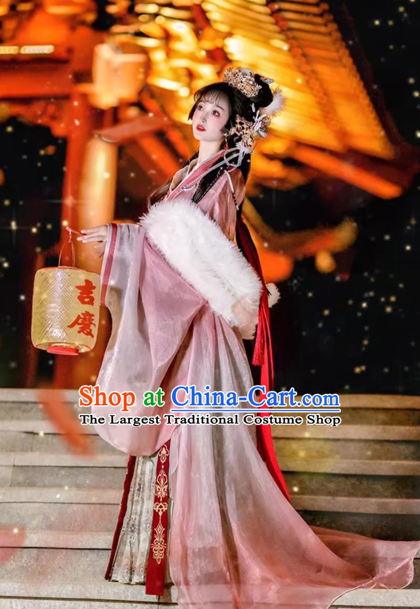 Chinese Traditional Clothing Wei Jin Southern And Northern Dynasties Princess Jiaoling Costumes Pink Hanfu Warring States Robe