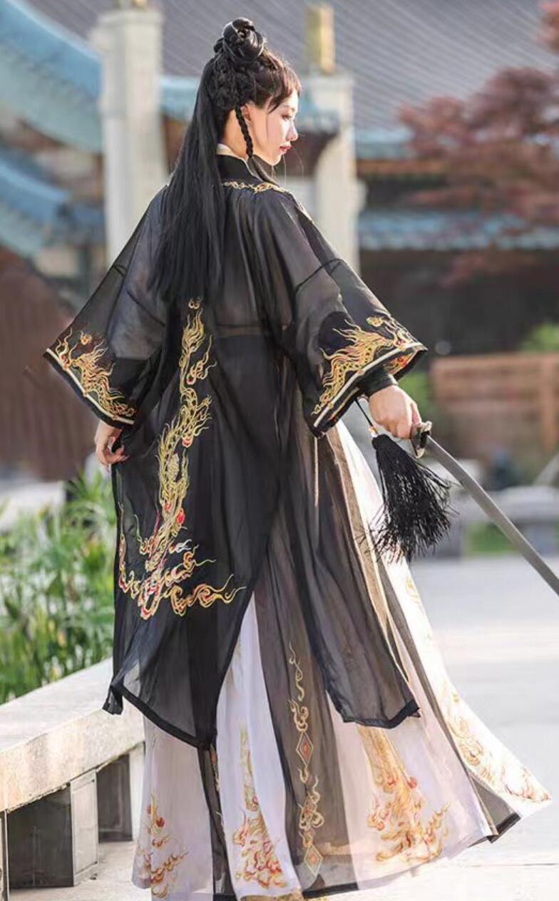 Chinese Song Dynasty Hanfu Traditional Wuxia Costumes Embroidery Swordswoman Clothing