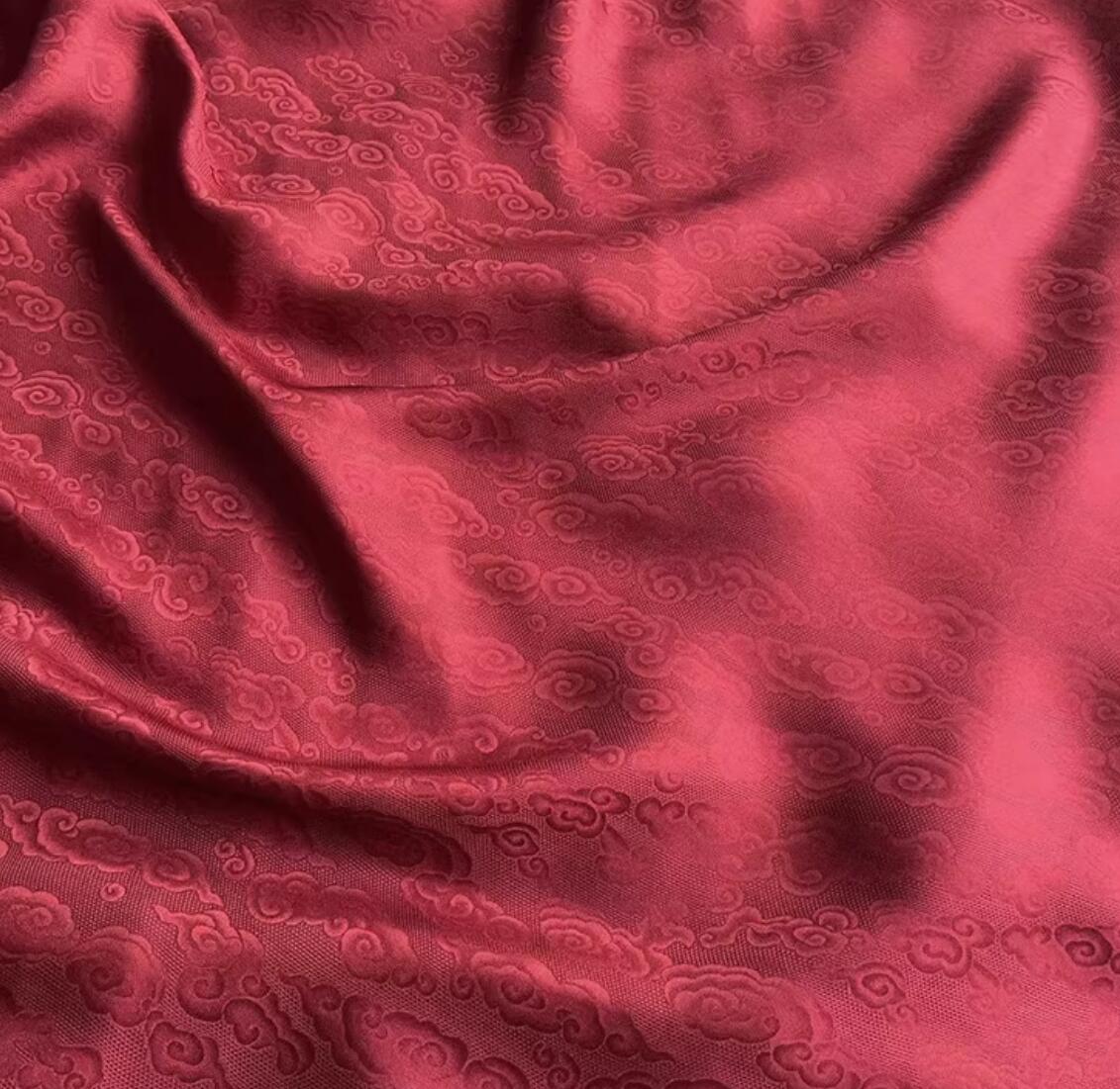 Auspicious Clouds Jacquard Hollow Out Flowered Silk Fabric Chinese Classical Gauze Qipao Material