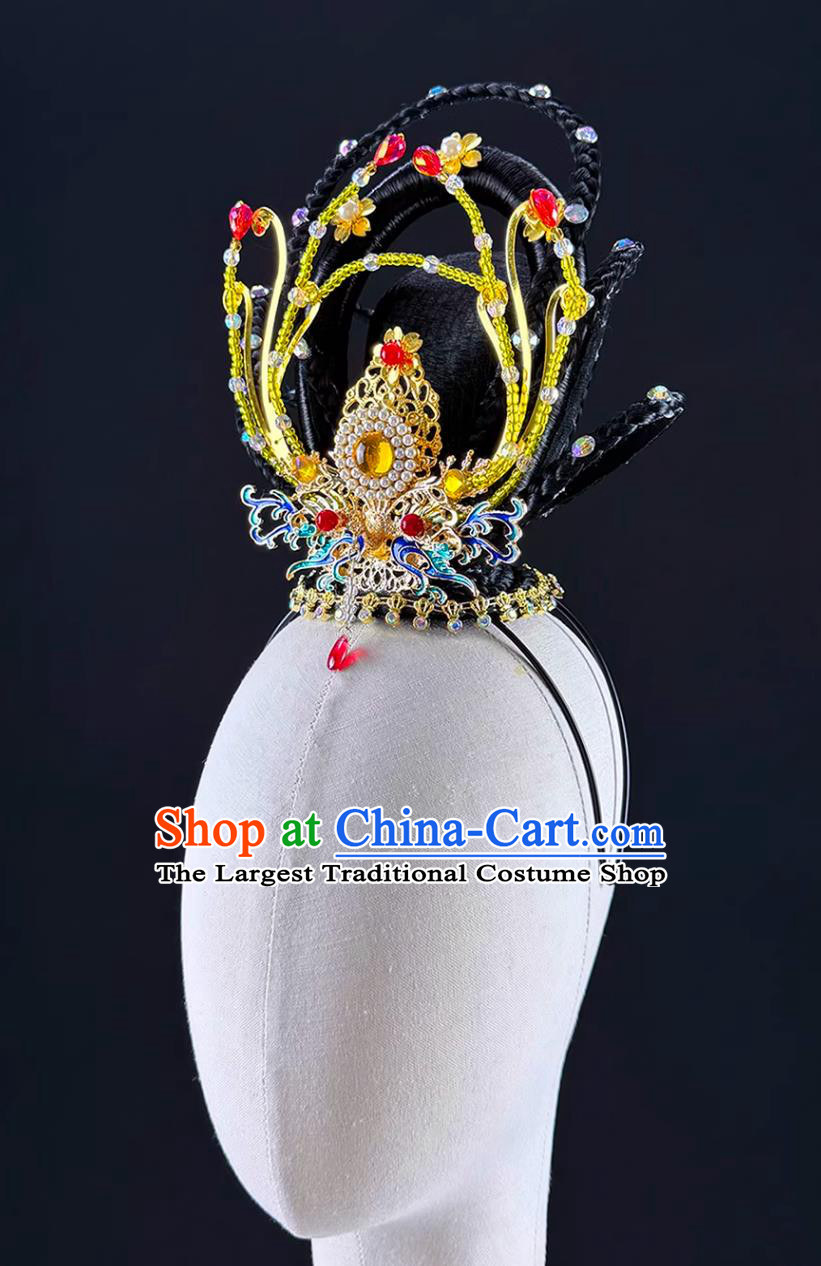 Classical Dance Silk Road Rising Lotus Headdress Dunhuang Feitian Beauty Headpiece Chinese Stage Performance Headwear