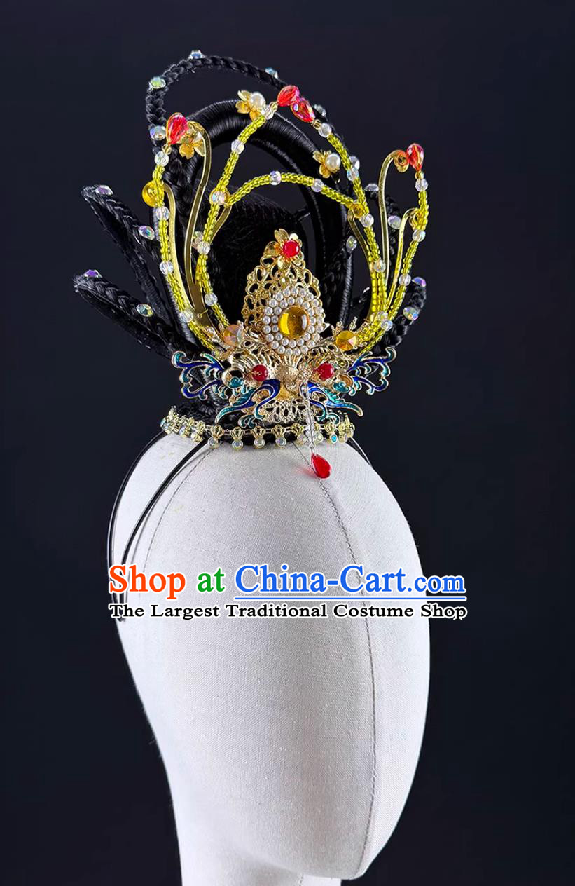 Classical Dance Silk Road Rising Lotus Headdress Dunhuang Feitian Beauty Headpiece Chinese Stage Performance Headwear