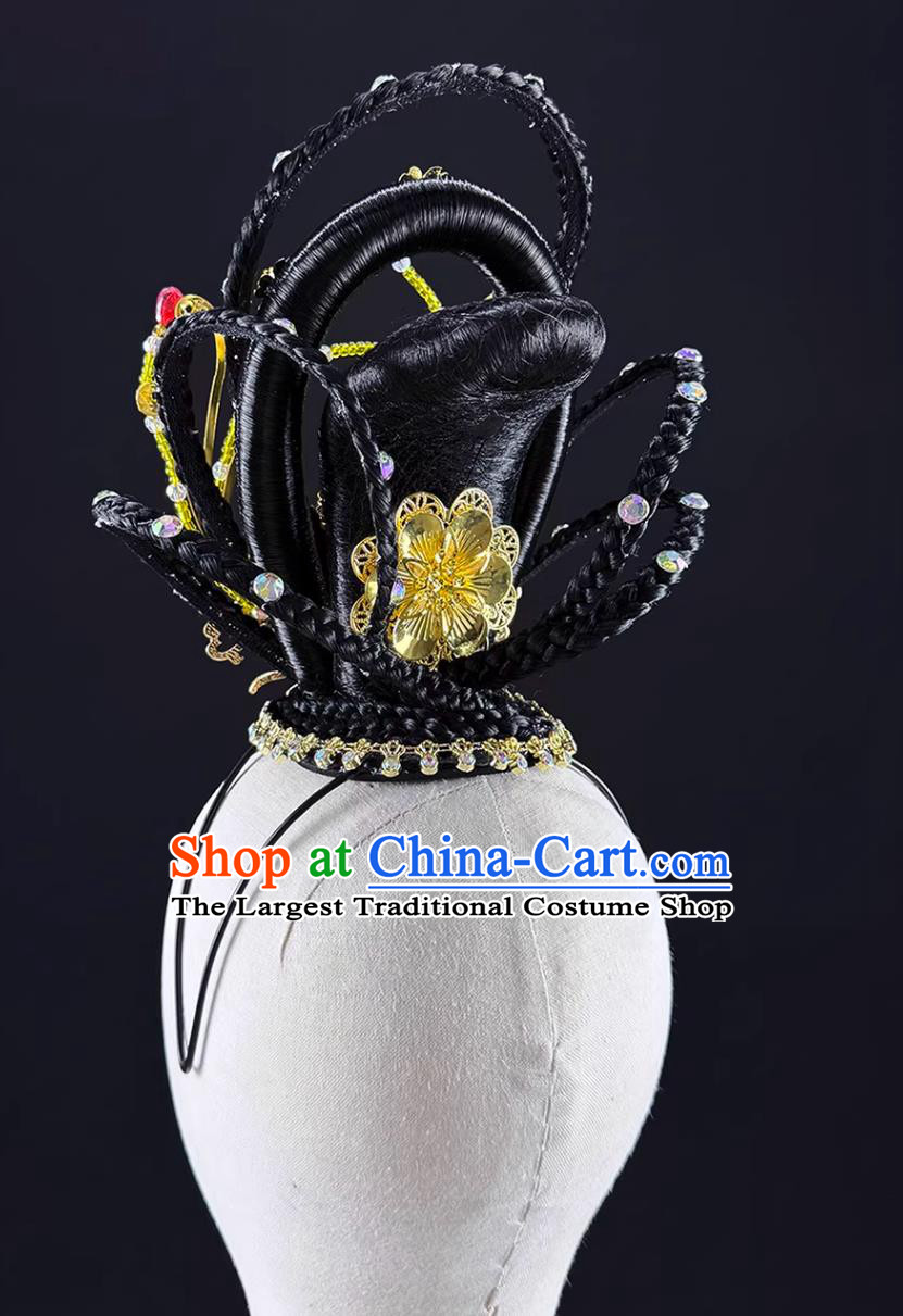 Classical Dance Silk Road Rising Lotus Headdress Dunhuang Feitian Beauty Headpiece Chinese Stage Performance Headwear