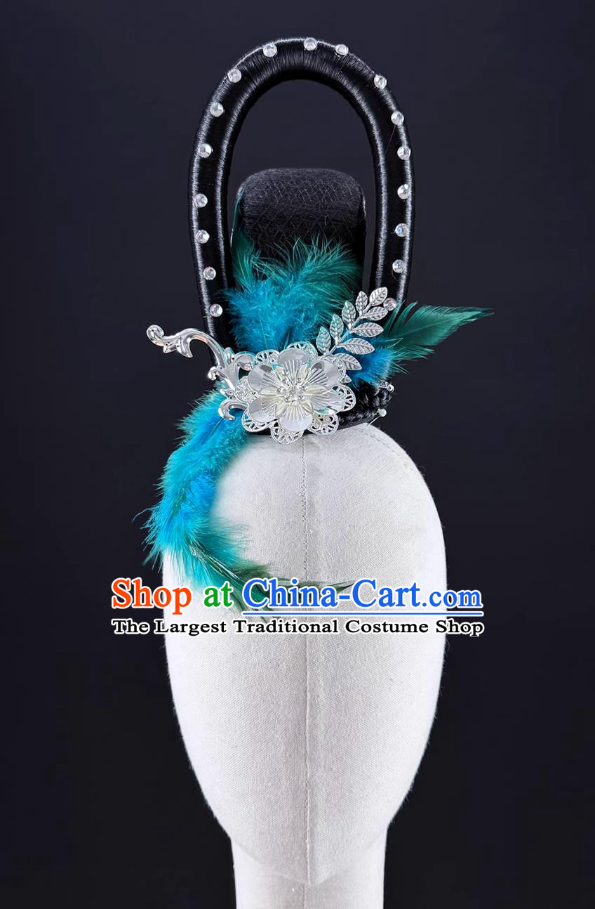 Classical Dance Night At The Museum Headdress Women Group Dance Stage Performance Feather Hair Accessory