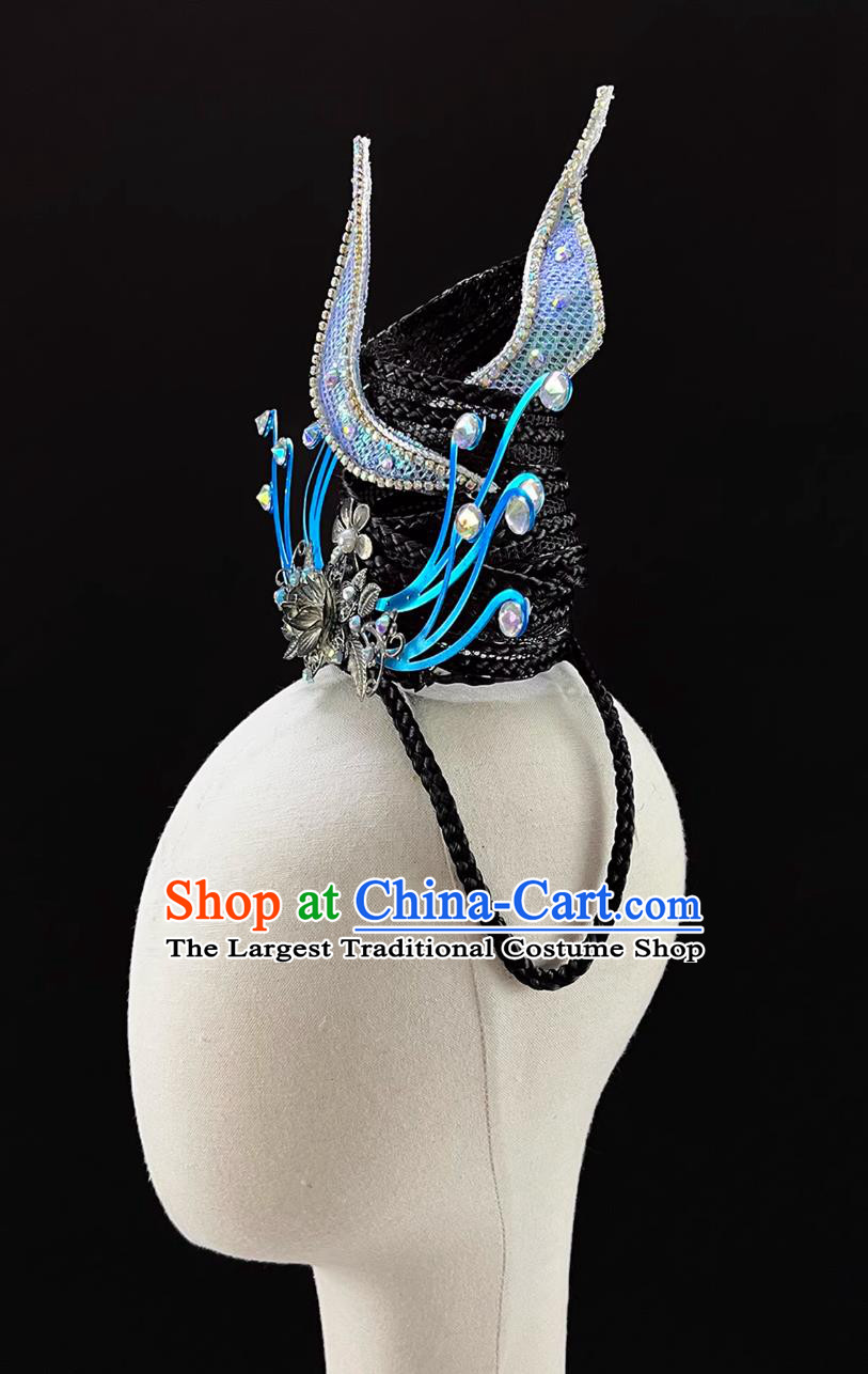 Classical Dance Mountain Water Moon Headdress Landscape Hair Accessory Women Group Dance Stage Performance Headpiece