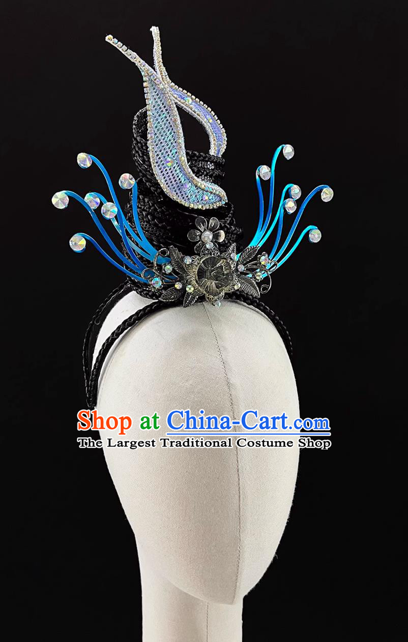Classical Dance Mountain Water Moon Headdress Landscape Hair Accessory Women Group Dance Stage Performance Headpiece