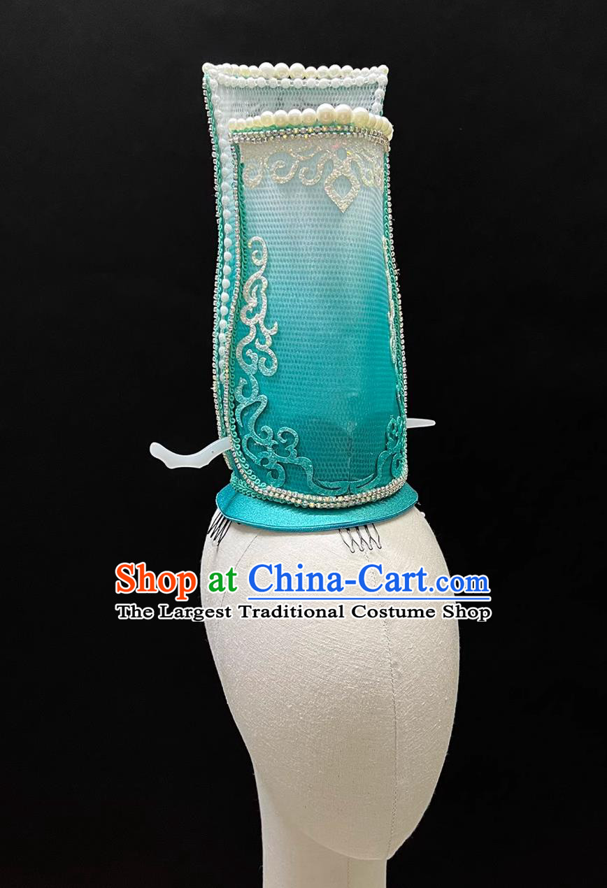 Classical Dance Porcelain Shadow Dance Headdress Chinese Group Dance Porcelain Catwalk Show Green Hair Crown