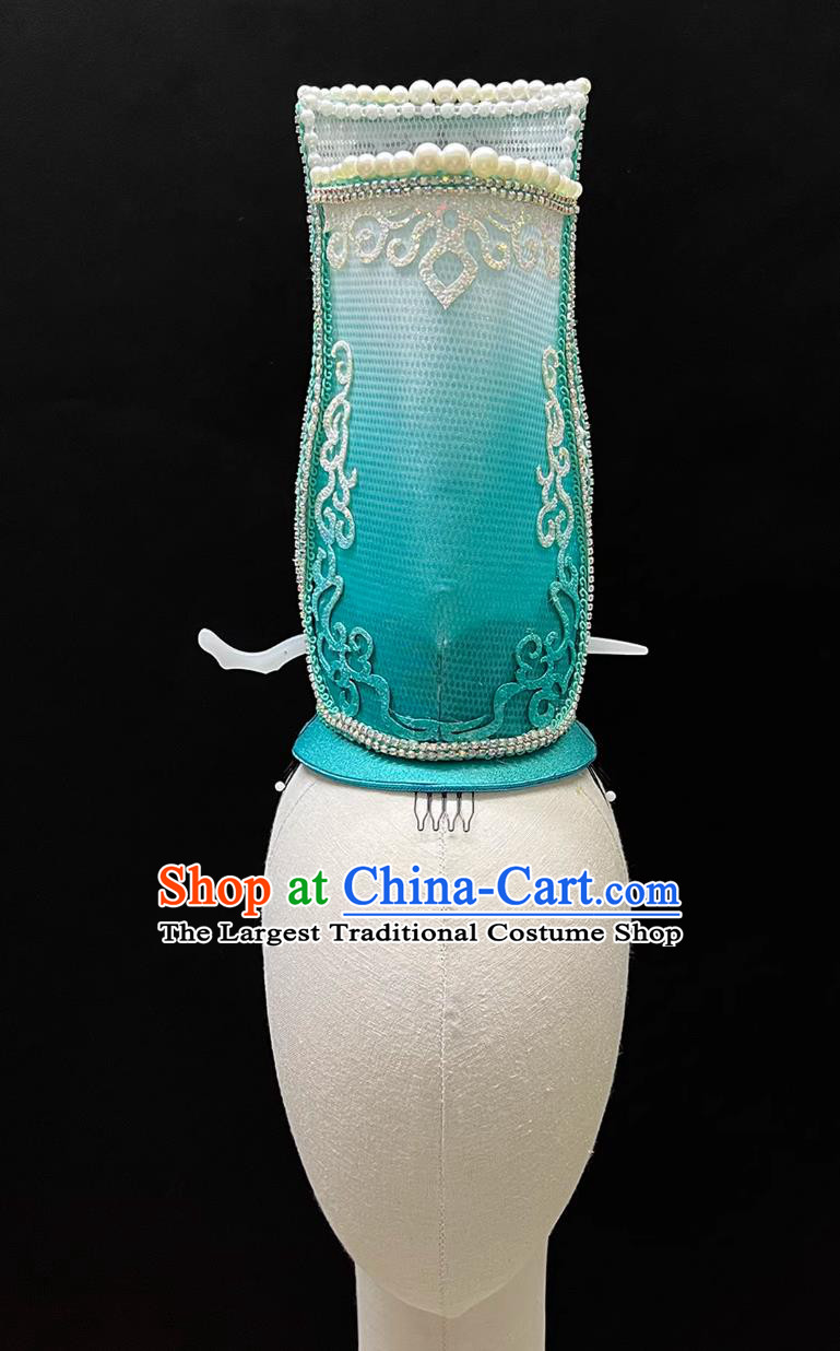 Classical Dance Porcelain Shadow Dance Headdress Chinese Group Dance Porcelain Catwalk Show Green Hair Crown