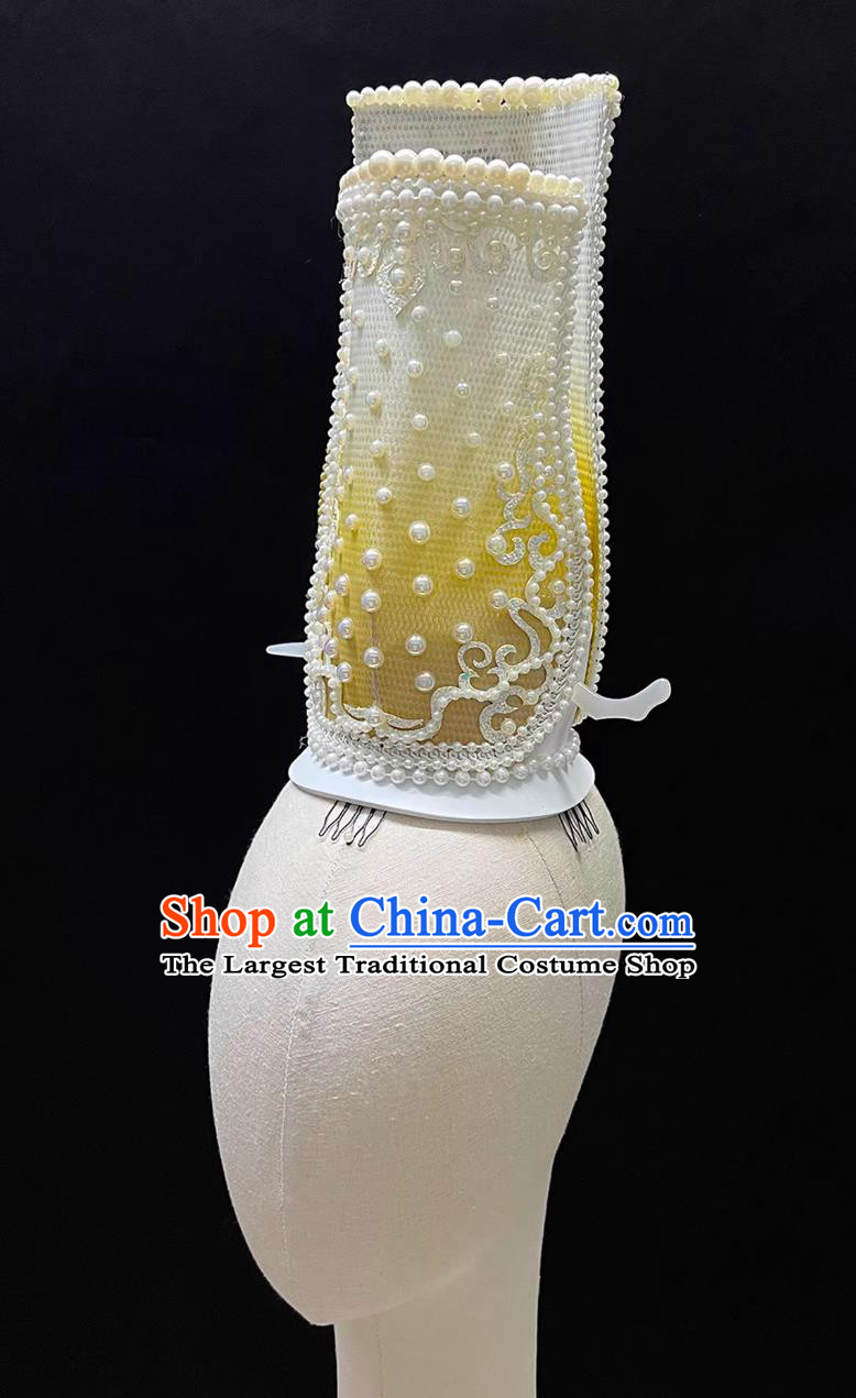 Chinese Group Dance Porcelain Catwalk Show Yellow Hair Crown Classical Dance Porcelain Shadow Dance Headdress