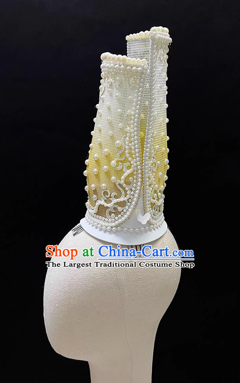Chinese Group Dance Porcelain Catwalk Show Yellow Hair Crown Classical Dance Porcelain Shadow Dance Headdress