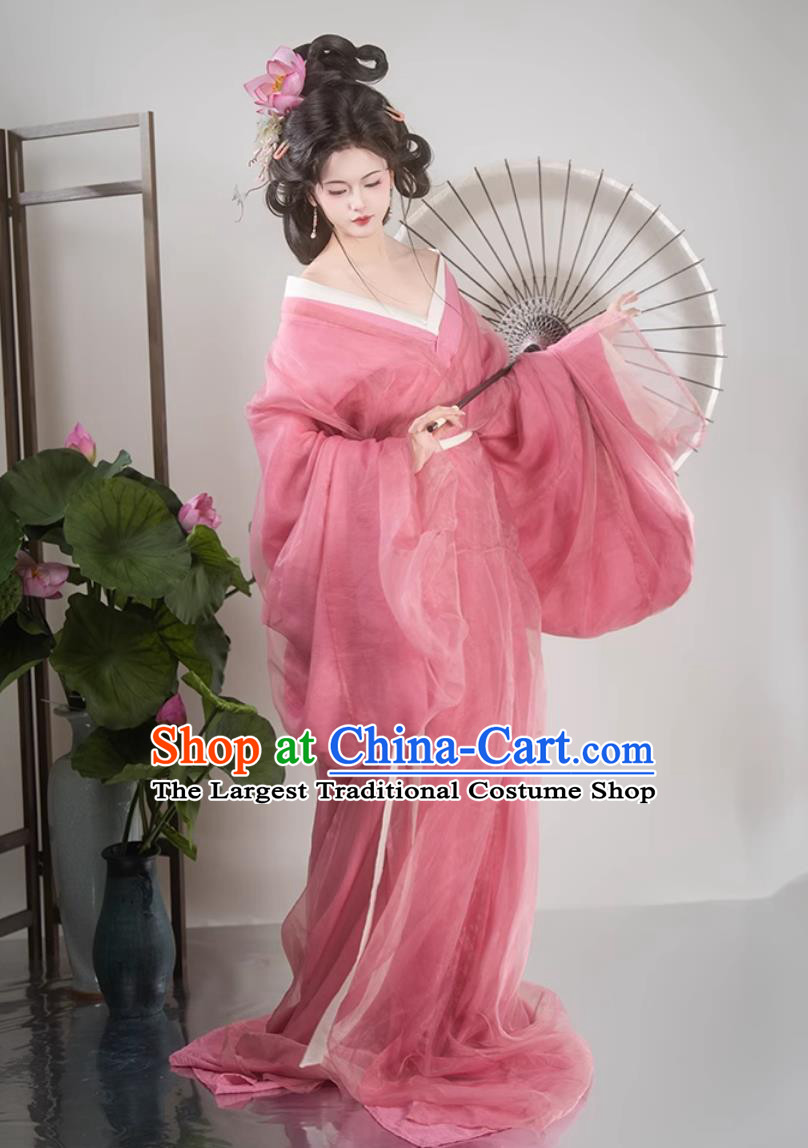 Traditional Hanfu Warring States Robe Ancient Chinese Court Princess Costumes Pink Fairy Dress