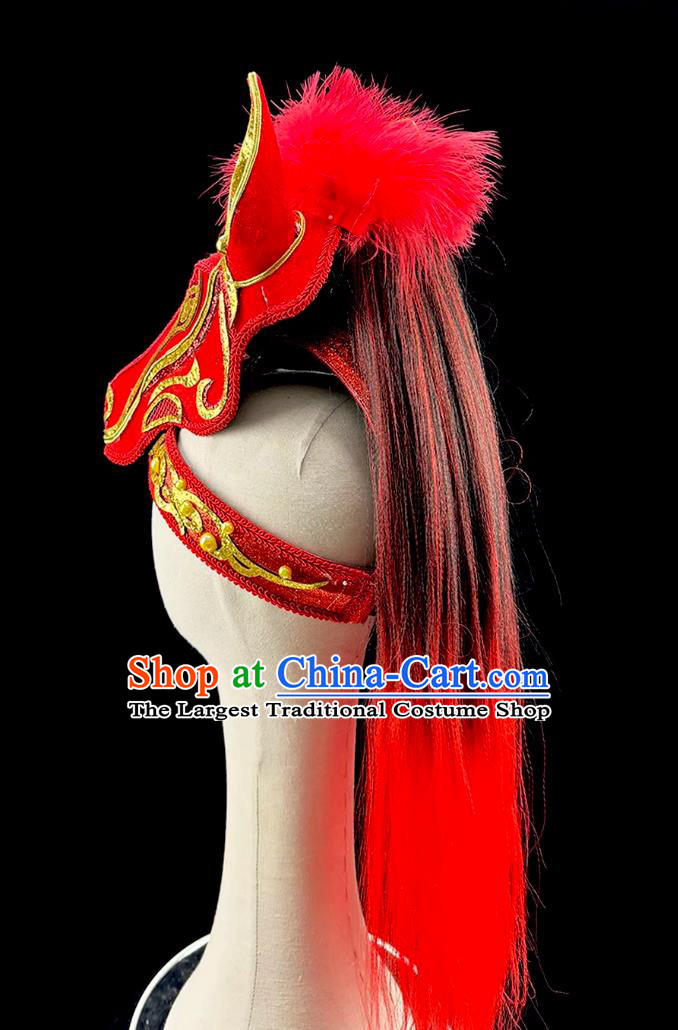 Year Of The Horse Dance Headdress Chinese New Year Performance Headwear Red Horse Head Hat