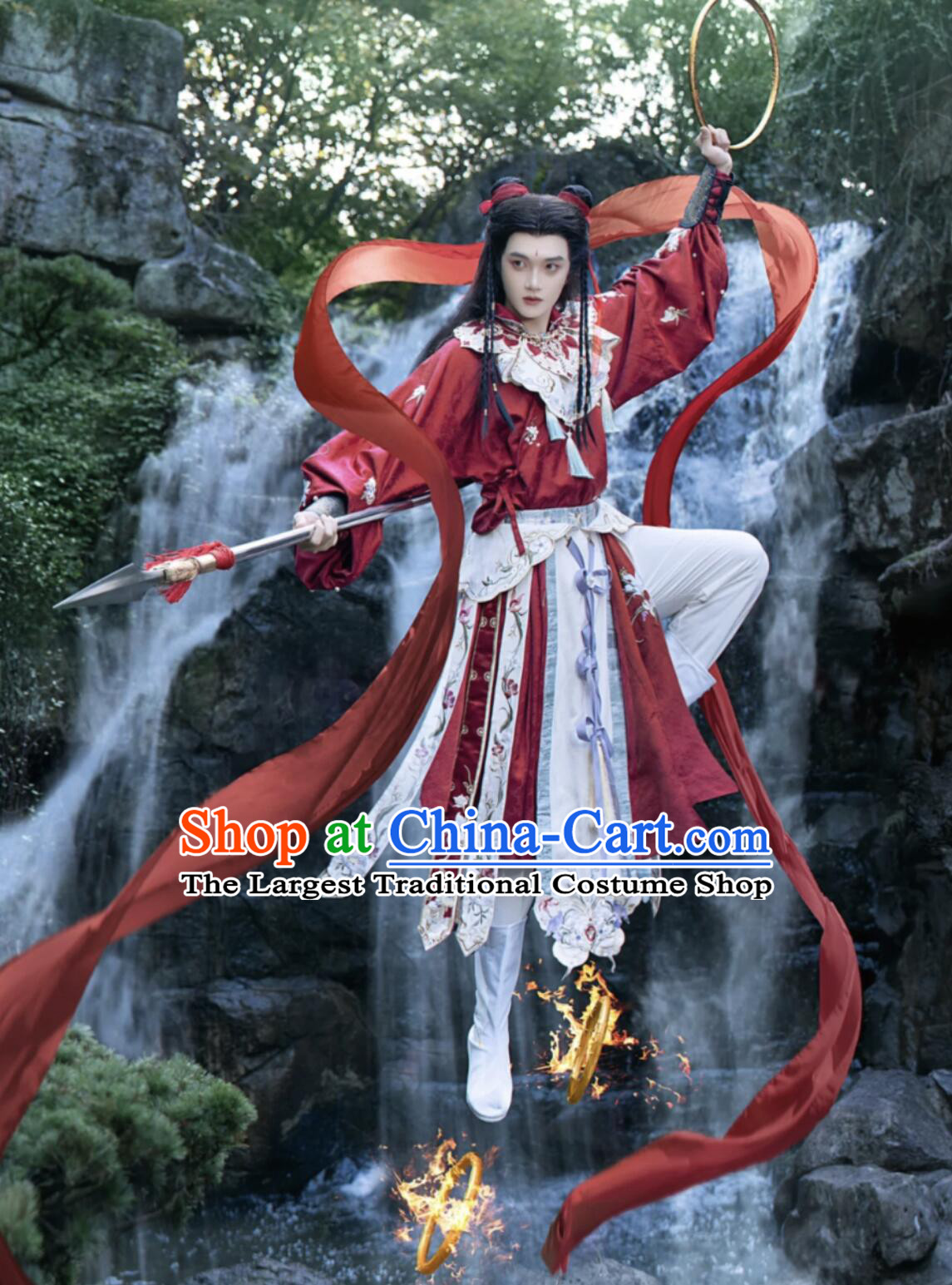 Chinese Movie Ne Zha  Mo Tong Nao Hai Costume Handmade Cosplay Ne Zha Clothing Complete Set