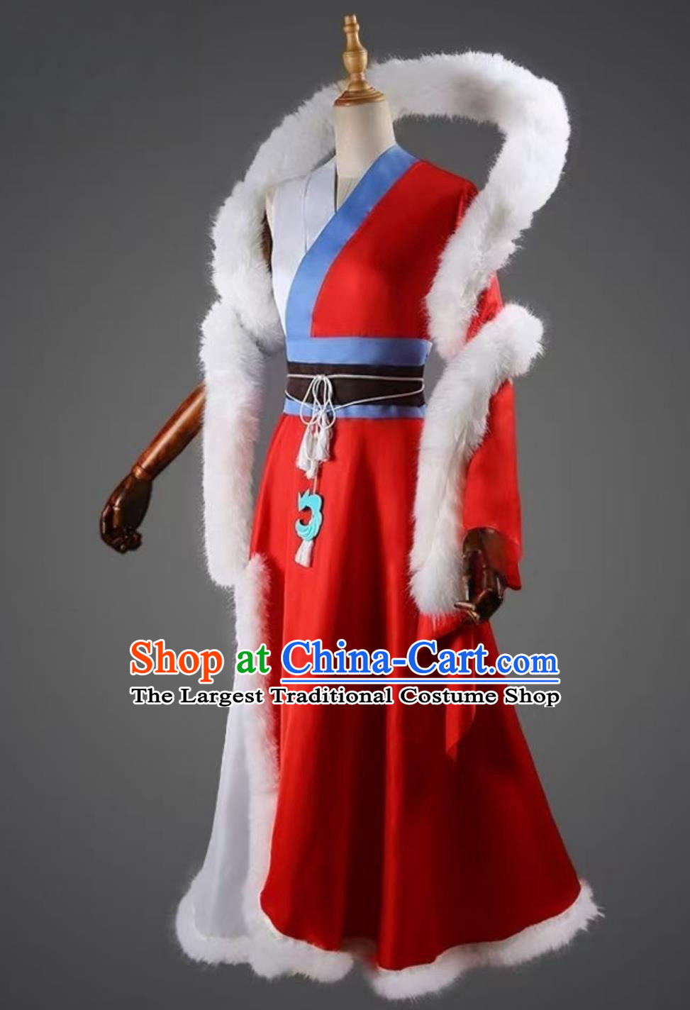 Chinese Cartoon Fox Spirit Matchmaker Tushan Yaya Costume Ancient Fairy Red Hanfu Dress