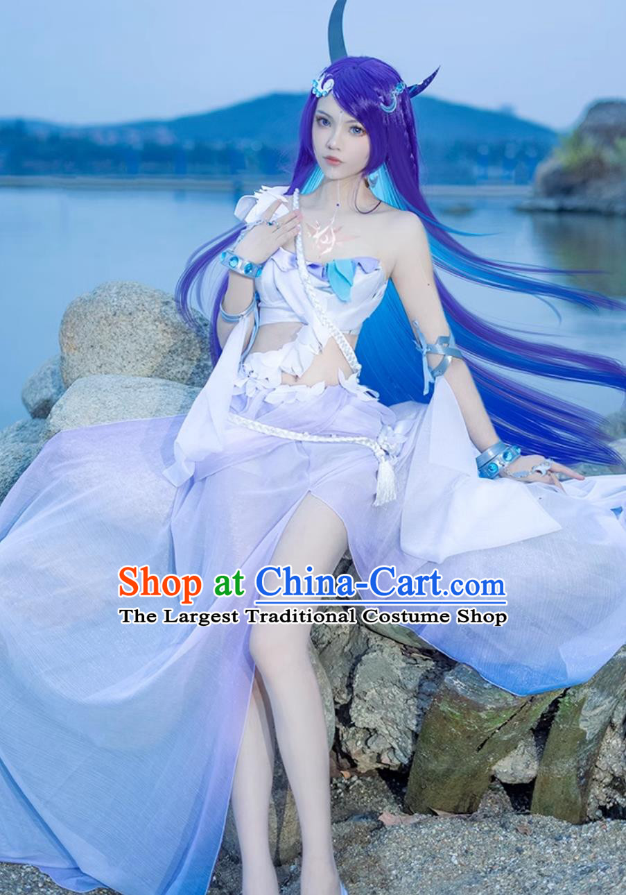 Ancient China Queen Hanfu Dress Mobile Game Honor of Kings Cosplay Hai Yue Attire Chinese Traditional Costume