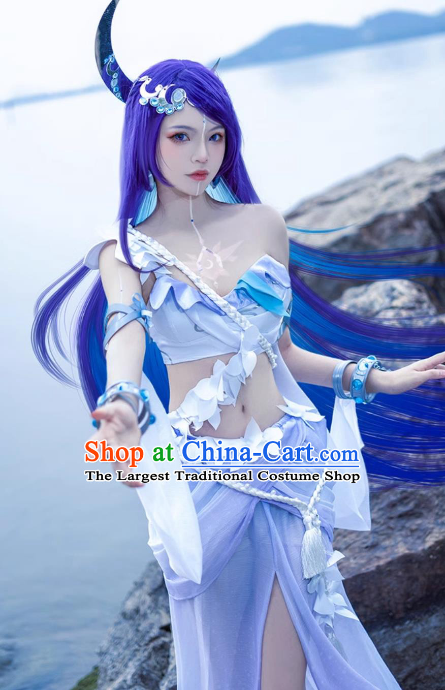 Ancient China Queen Hanfu Dress Mobile Game Honor of Kings Cosplay Hai Yue Attire Chinese Traditional Costume