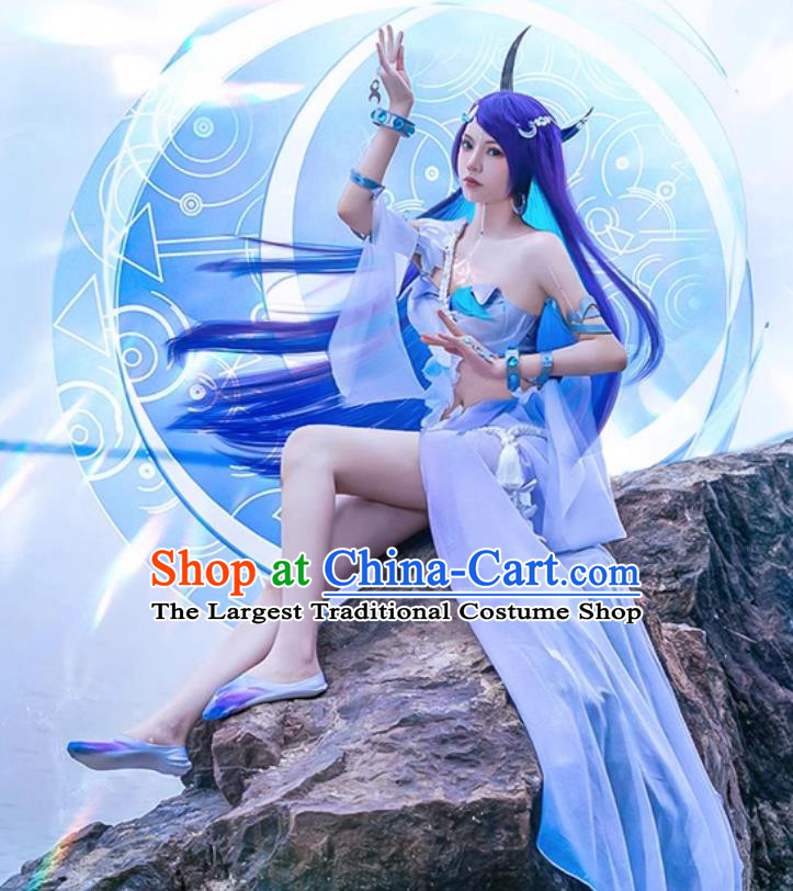 Ancient China Queen Hanfu Dress Mobile Game Honor of Kings Cosplay Hai Yue Attire Chinese Traditional Costume