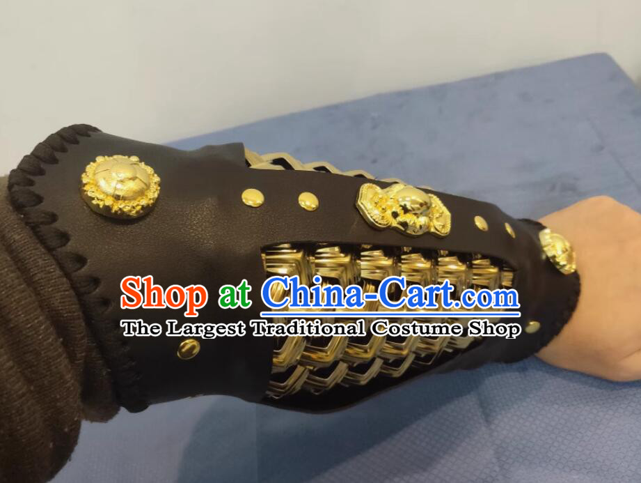 Ancient Chinese Warrior Bracers Handmade Leather Cuffs Chinese Ming Dynasty General Armor Wrist Bands
