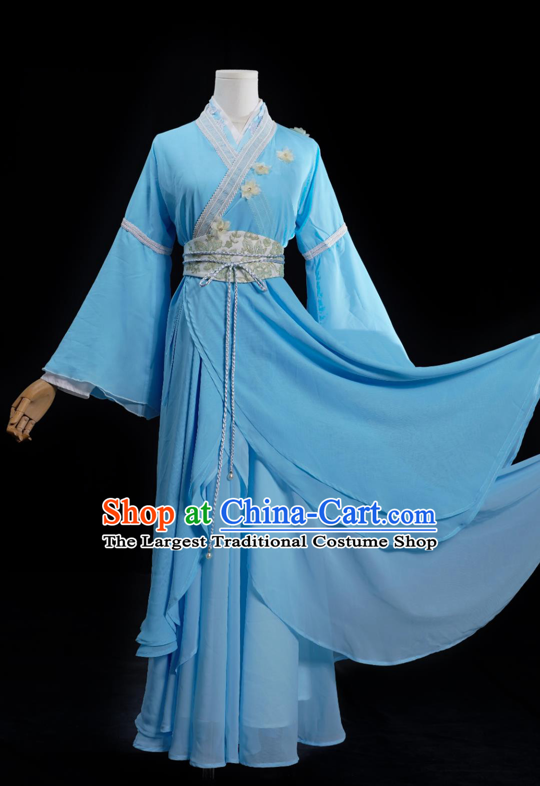 Chinese TV Series Noble Aspirations Bi Yao Replica Costume Traditional Hanfu Ancient China Swordswoman Blue Dress