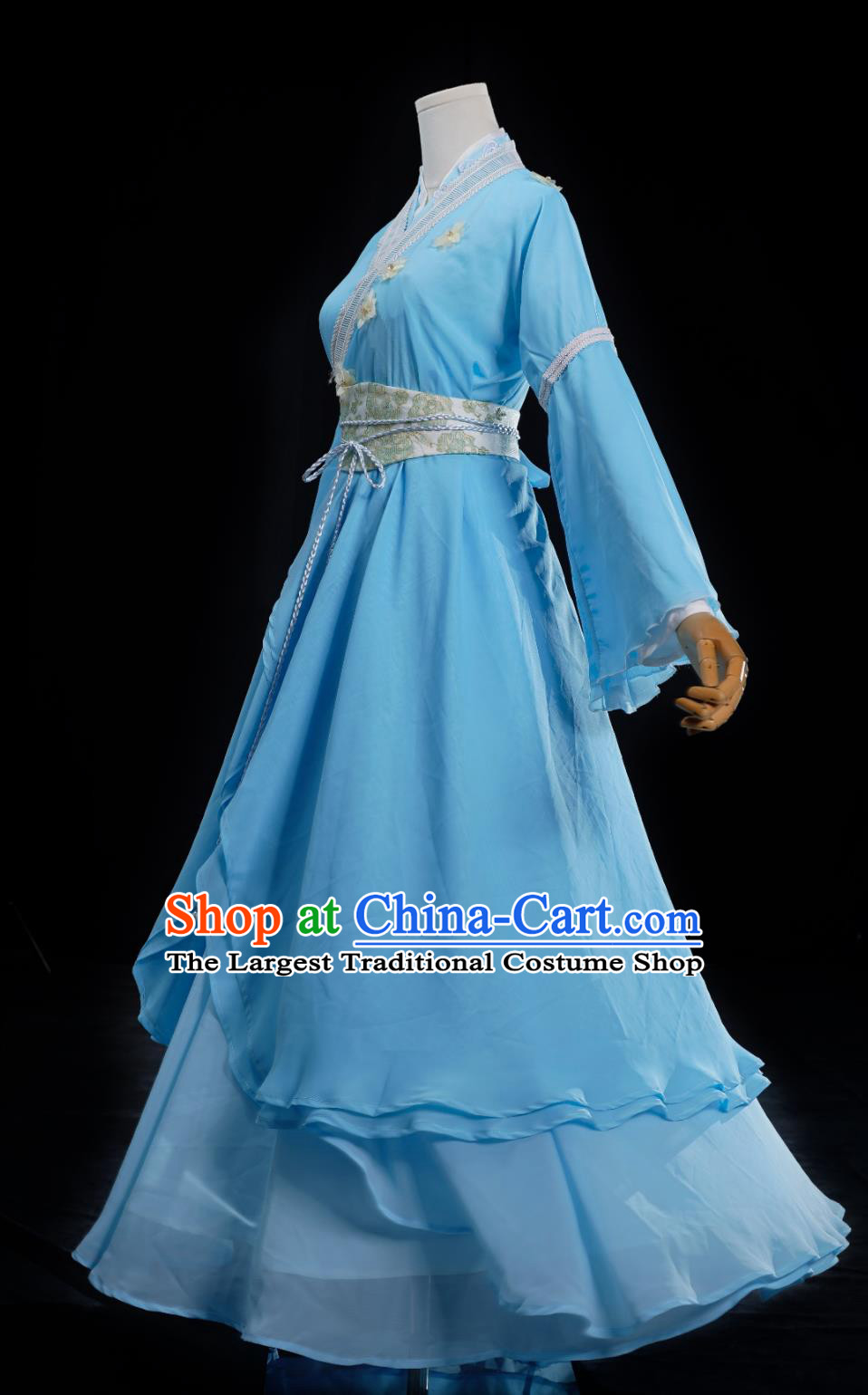 Chinese TV Series Noble Aspirations Bi Yao Replica Costume Traditional Hanfu Ancient China Swordswoman Blue Dress