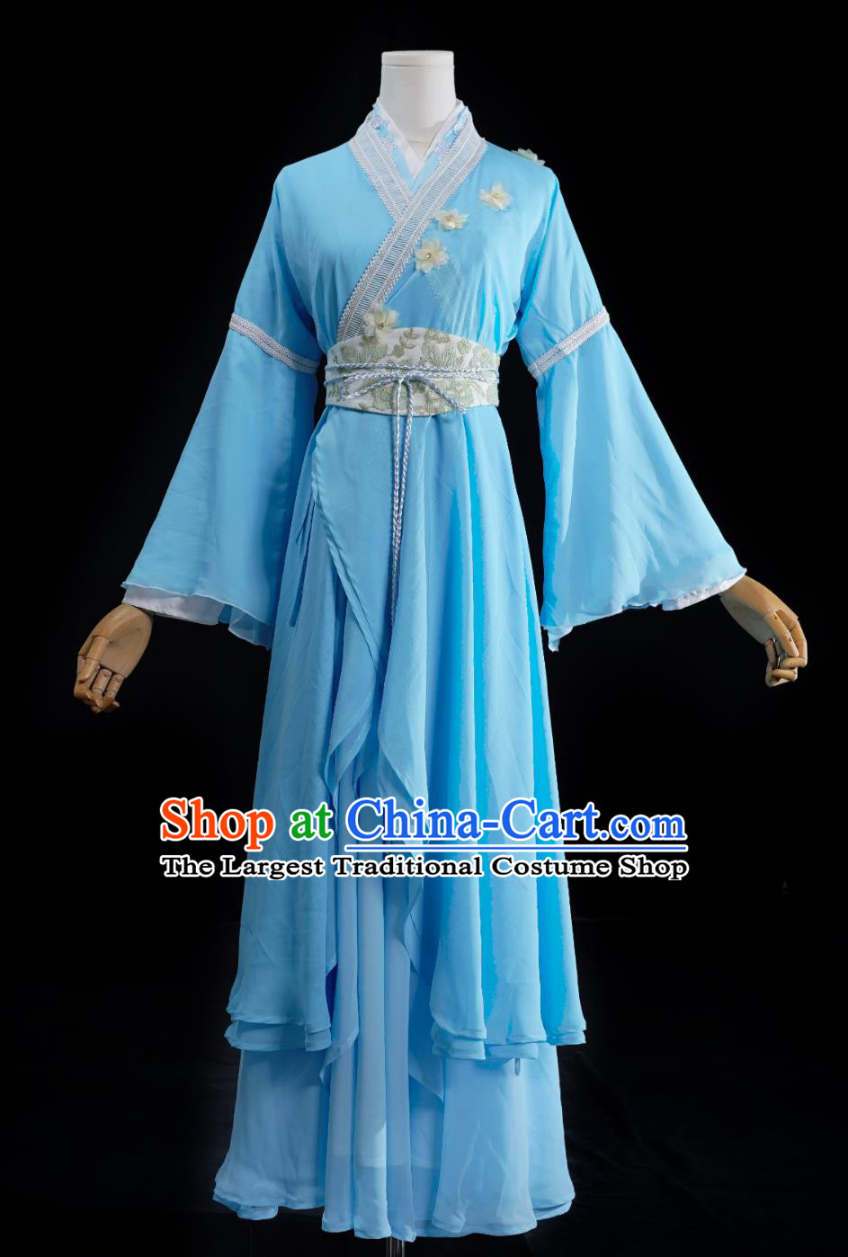 Chinese TV Series Noble Aspirations Bi Yao Replica Costume Traditional Hanfu Ancient China Swordswoman Blue Dress