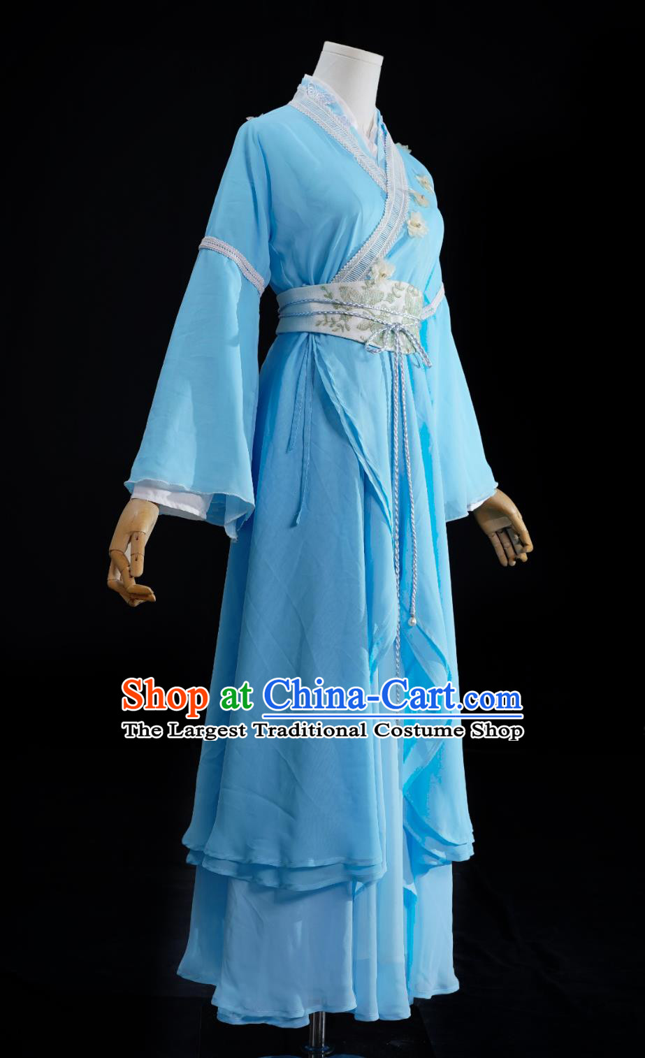 Chinese TV Series Noble Aspirations Bi Yao Replica Costume Traditional Hanfu Ancient China Swordswoman Blue Dress