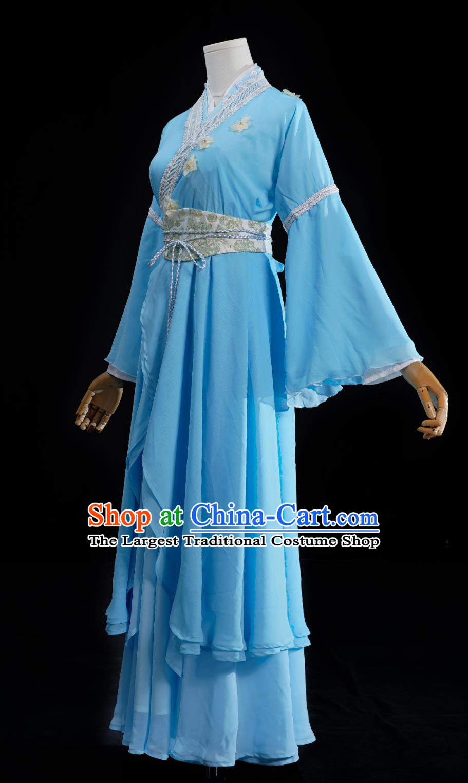 Chinese TV Series Noble Aspirations Bi Yao Replica Costume Traditional Hanfu Ancient China Swordswoman Blue Dress