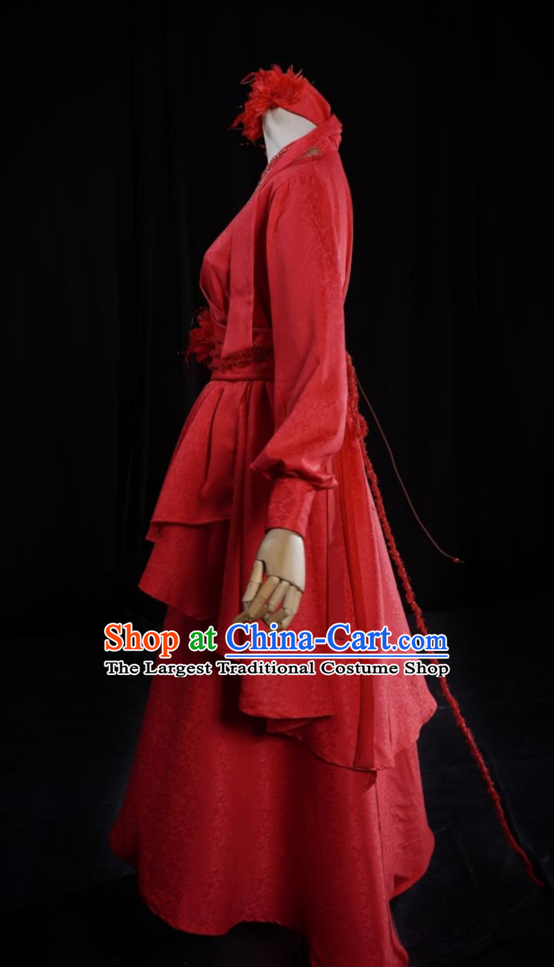 Chinese Film New Dragon Gate Inn Landlady Jin Xiangyu Replica Costume Traditional Red Hanfu Dress Ancient China Swordswoman Clothing
