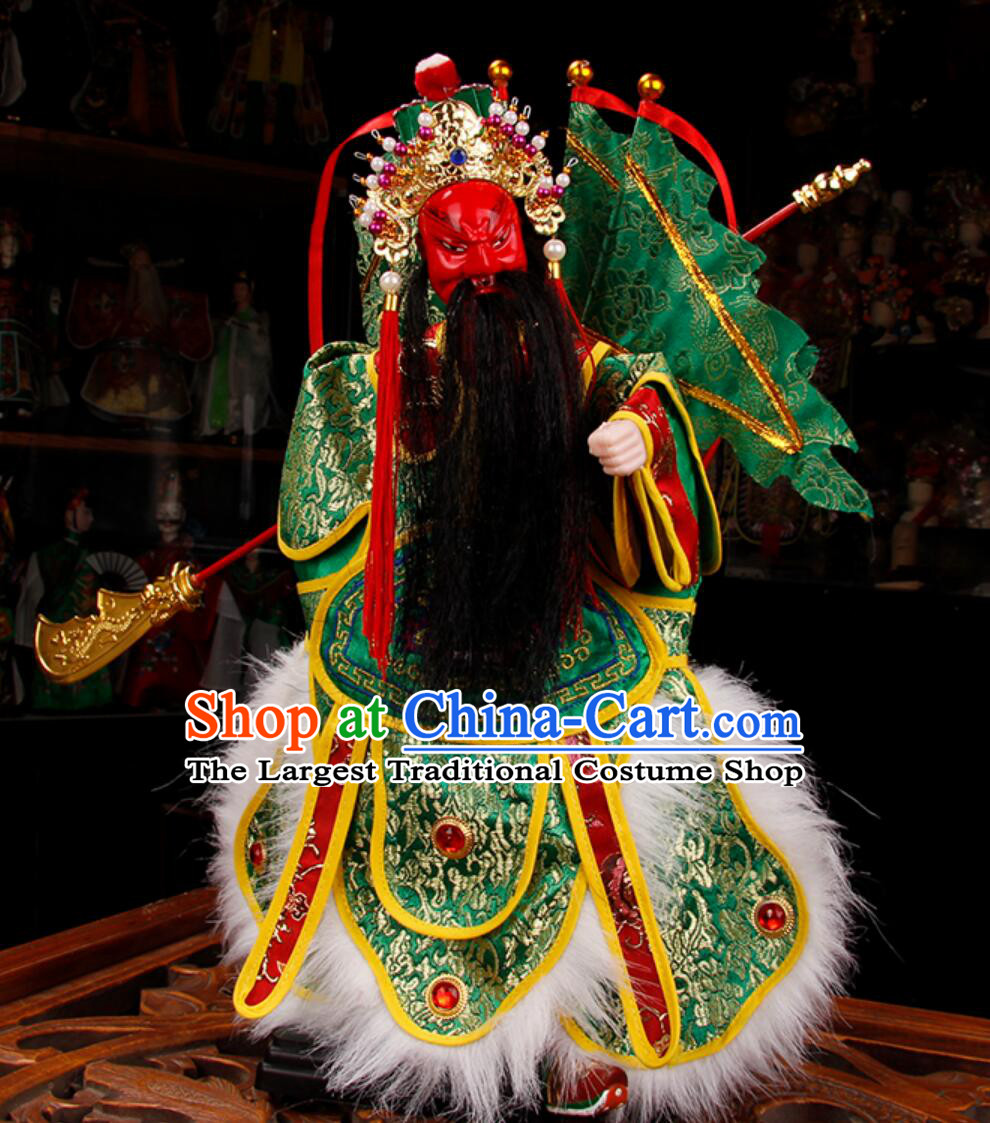 Traditional Chinese Peking Opera General Glove Puppet Guan Yu Hand Puppet Art Handmade Guan Gong Puppet