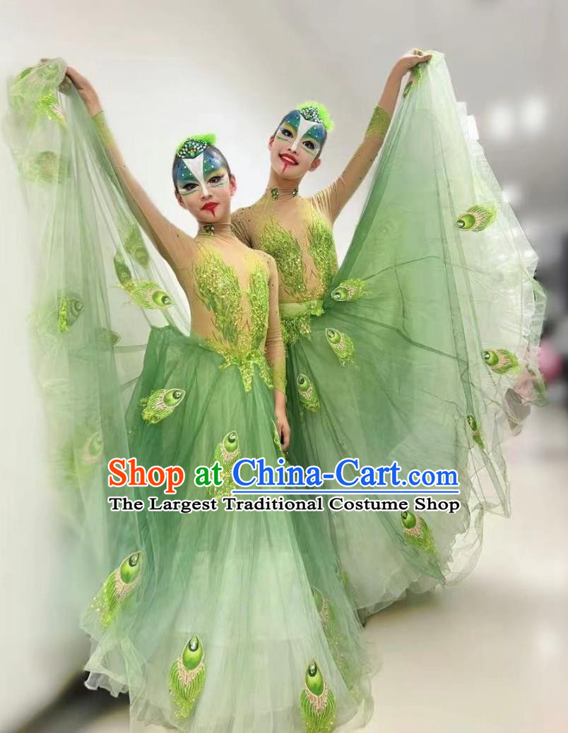 Green Yang Liping Peacock Dress Dai Ethnic Dance Dress Peacock Dance Group Dance Soul Of The Peacock Performance Costume