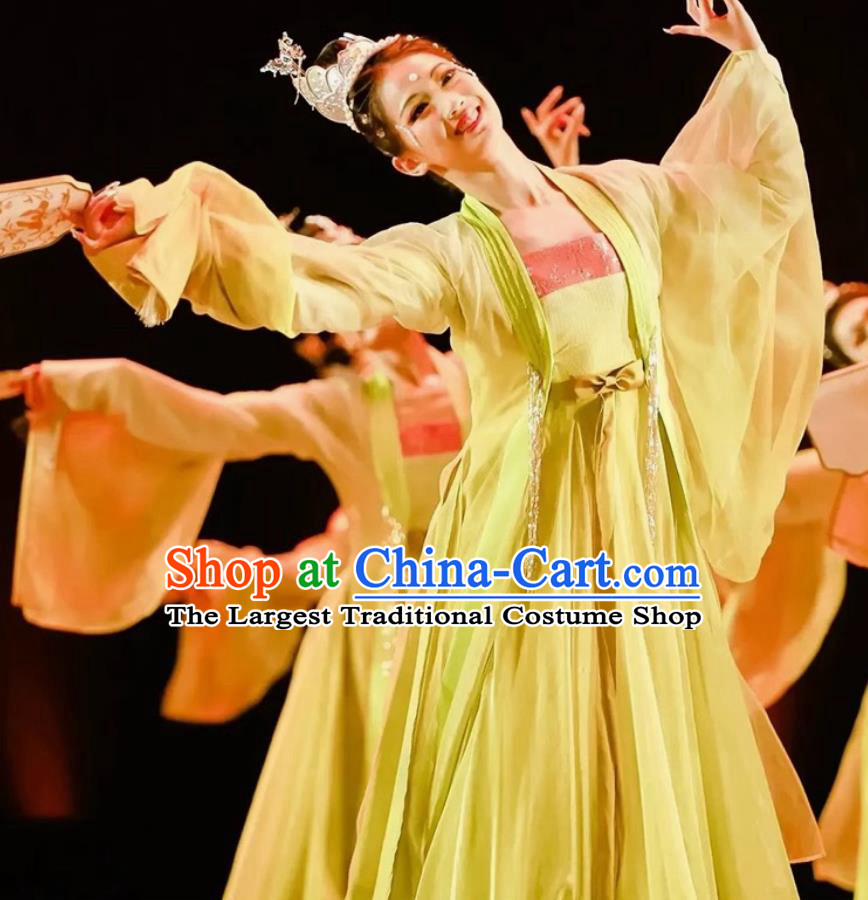Moth And Snow Willow Classical Dance Chinese Style Han Tang Wide Sleeve Fairy Female Group Dance Performance Costume