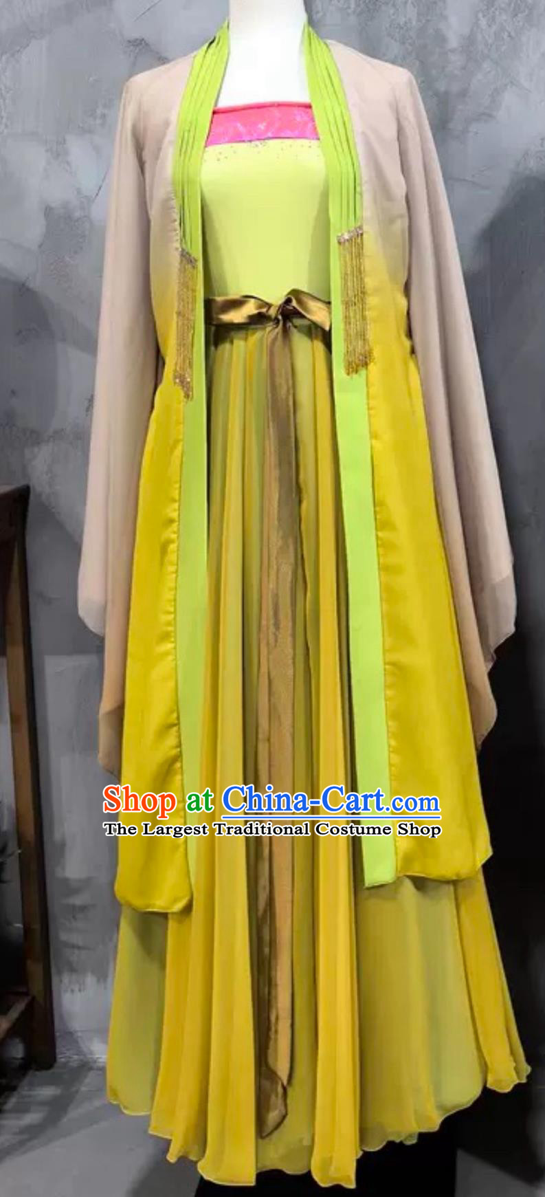 Moth And Snow Willow Classical Dance Chinese Style Han Tang Wide Sleeve Fairy Female Group Dance Performance Costume