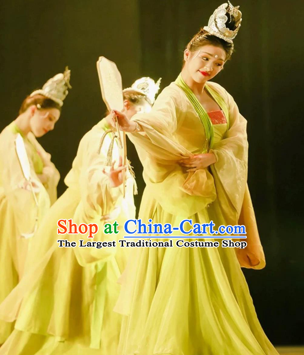 Moth And Snow Willow Classical Dance Chinese Style Han Tang Wide Sleeve Fairy Female Group Dance Performance Costume