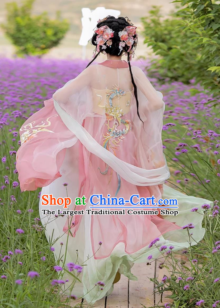 Tang Dynasty Hanfu Women Ancient Chinese Costume Fairy Qixiong Ruqun Flowing Fairy Dress Twelve Flower Goddesses Clothing