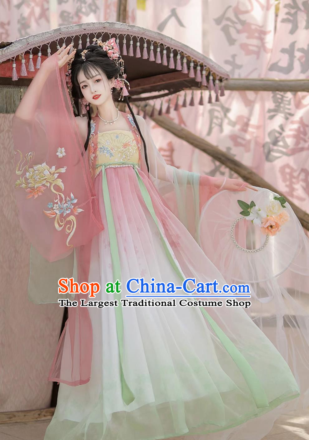 Tang Dynasty Hanfu Women Ancient Chinese Costume Fairy Qixiong Ruqun Flowing Fairy Dress Twelve Flower Goddesses Clothing