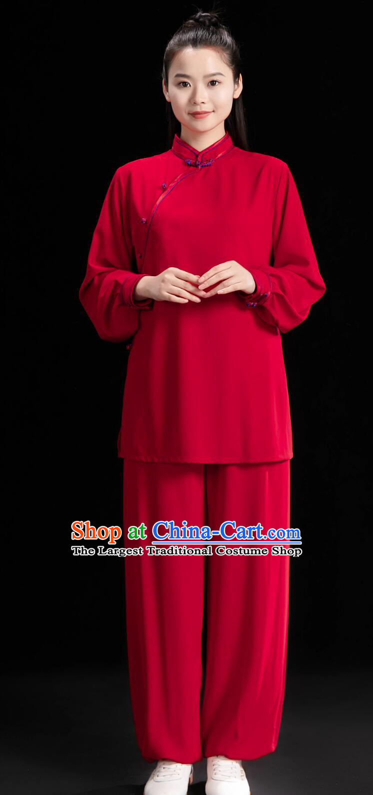 Professional Tai Chi Training Suit Chinese Kung Fu Wing Chun Red Uniform Martial Arts Costume