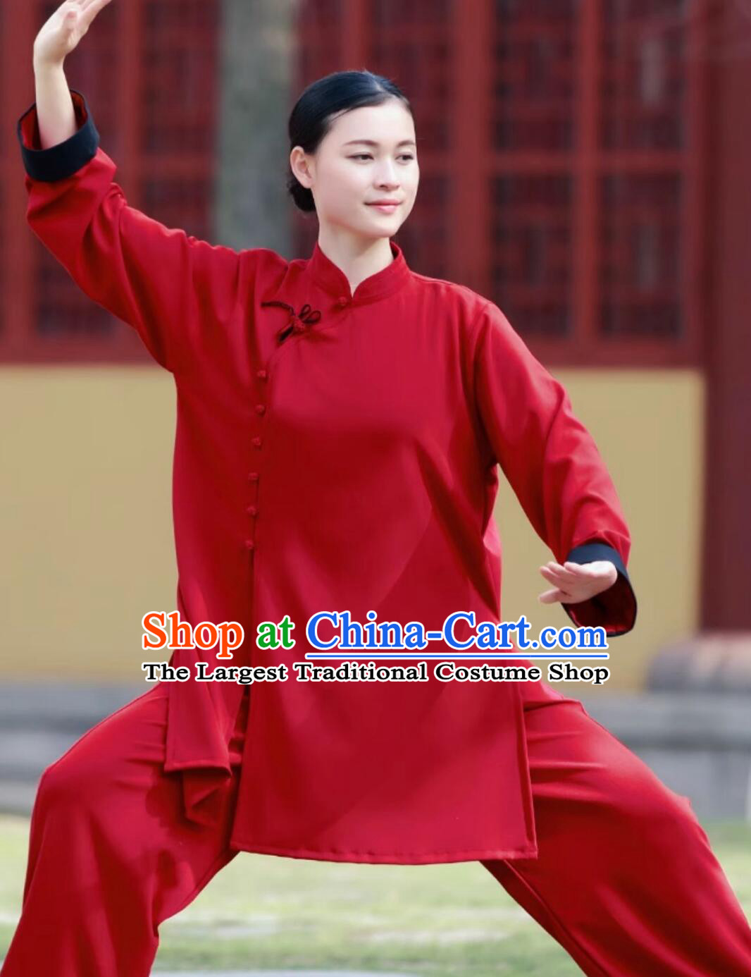 Chinese Kung Fu Wing Chun Red Uniform Professional Martial Arts Costume Tai Chi Training Suit