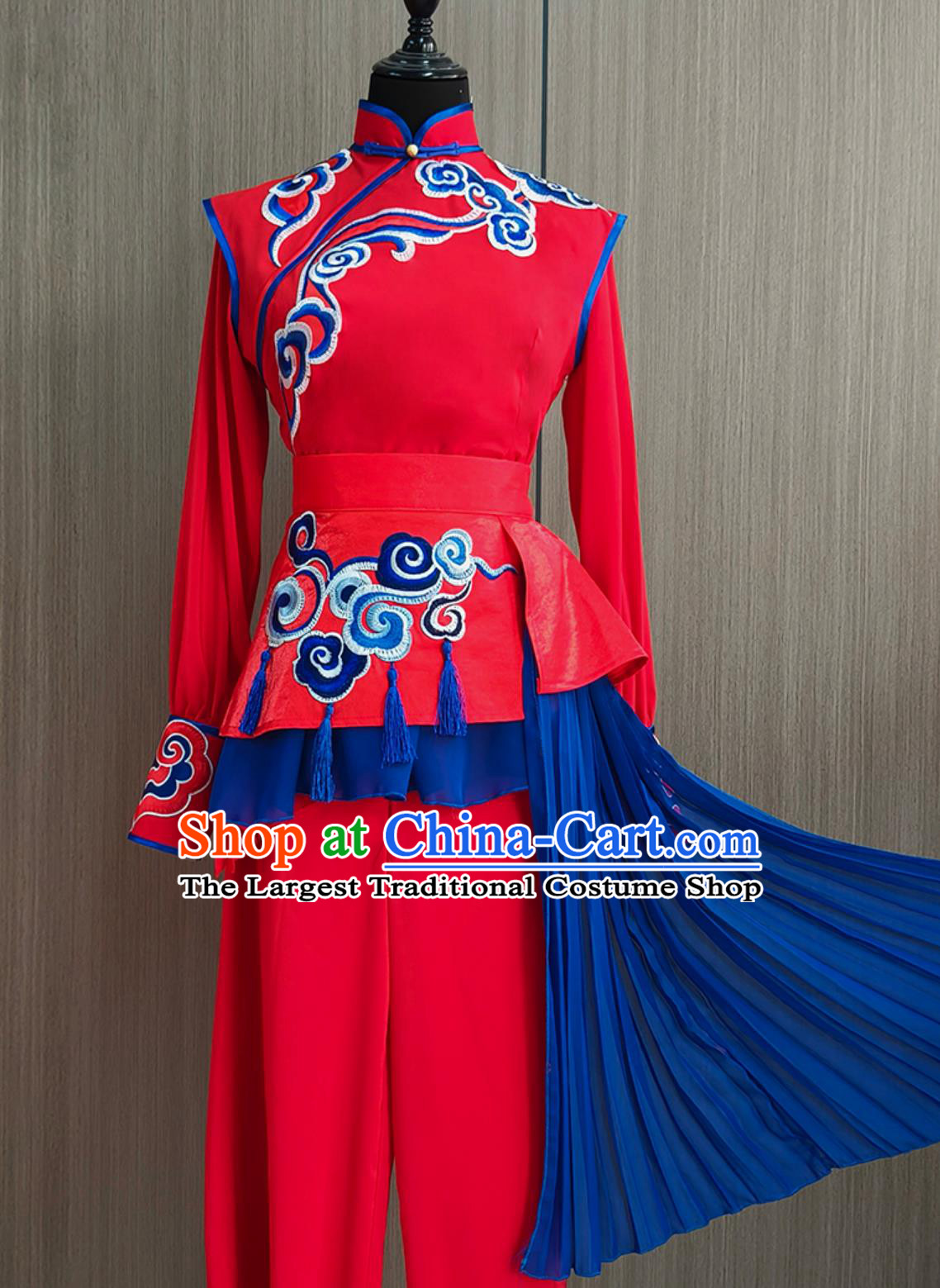 Opening Dance Drum Costume Jiaozhou Yangko Costume Yingge Ethnic Mongolian Dance Costume Stage Performance Costume