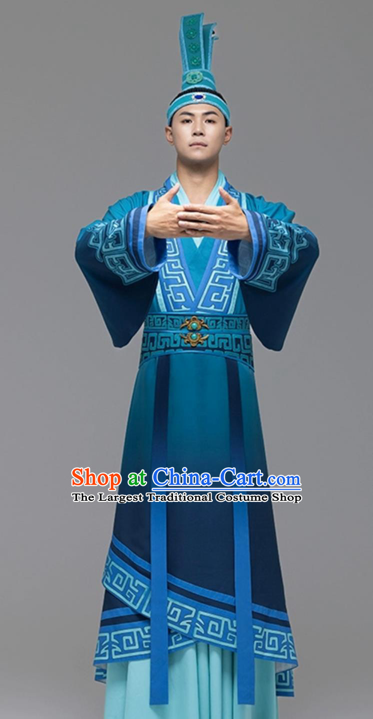 Chinese Hanfu Scholar Han Music Dance Ba Qiao Dance Performance Costume Folk Ritual Attire Confucius Ceremony Clothing