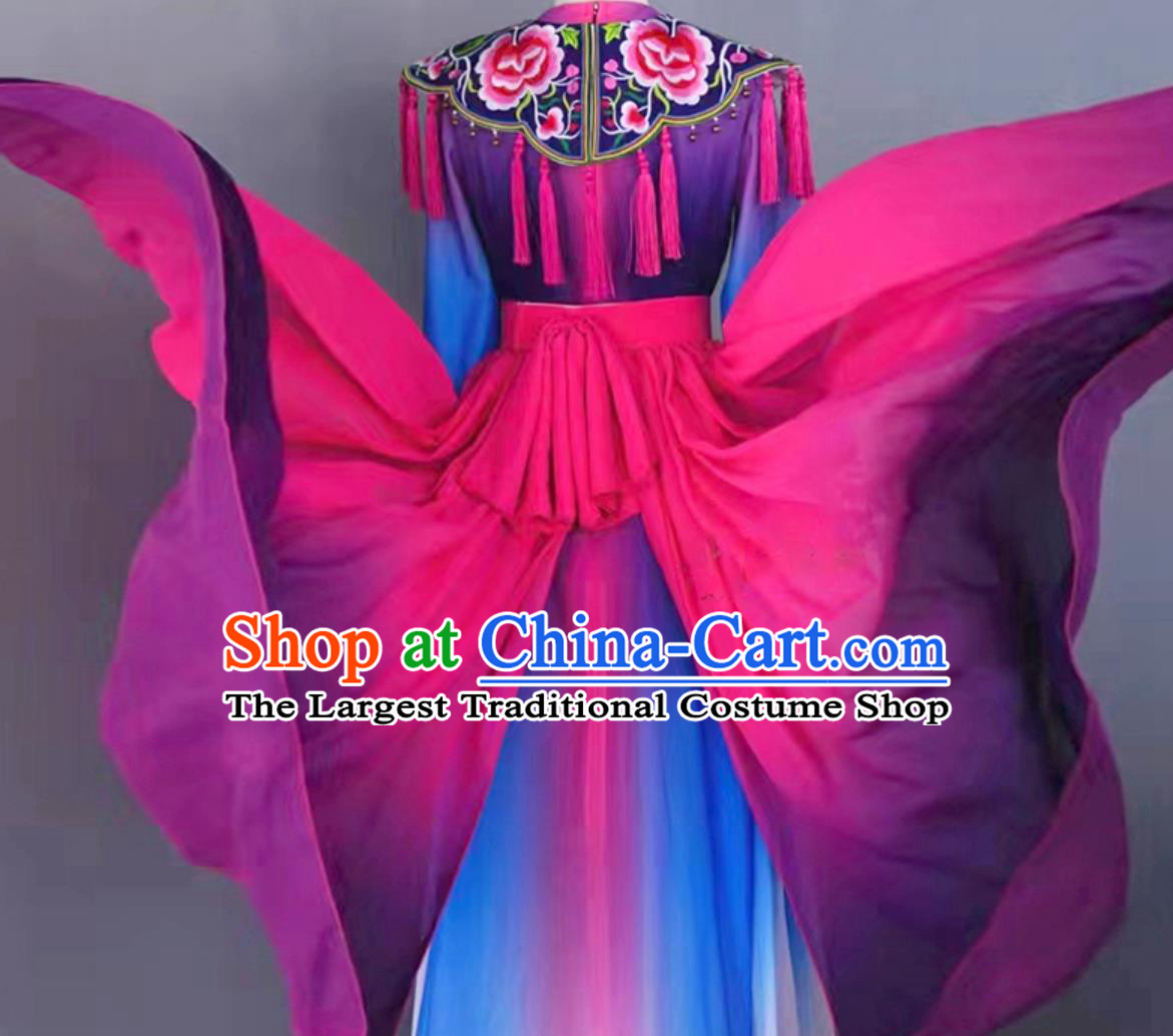 Chinese Ethnic Minority Dance Costume Blooming Rhododendron Stage Performance Clothing Women Group Dance Dress