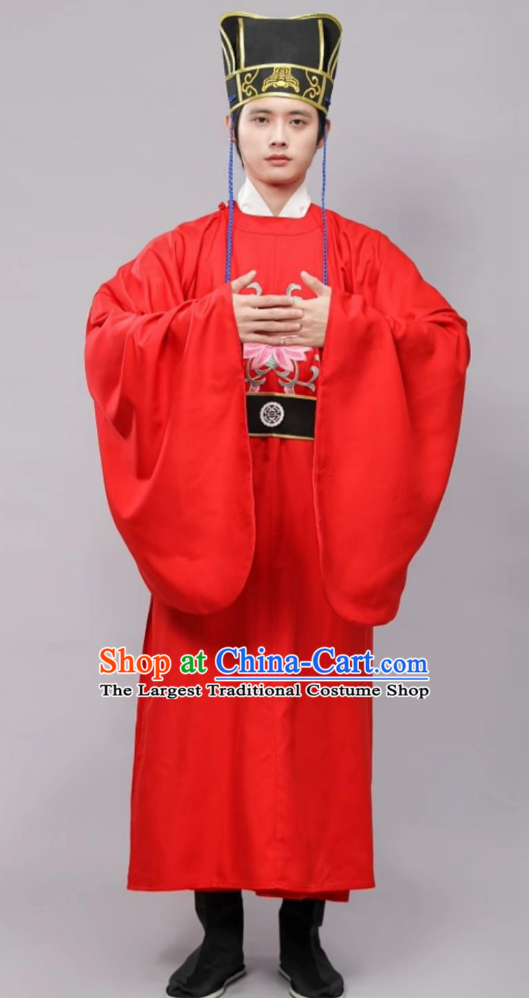 Eight Row Dance Performance Costume Sacrificial Ceremony Confucius Dance Clothing Chinese Tang Dynasty Men Round Collar Robe