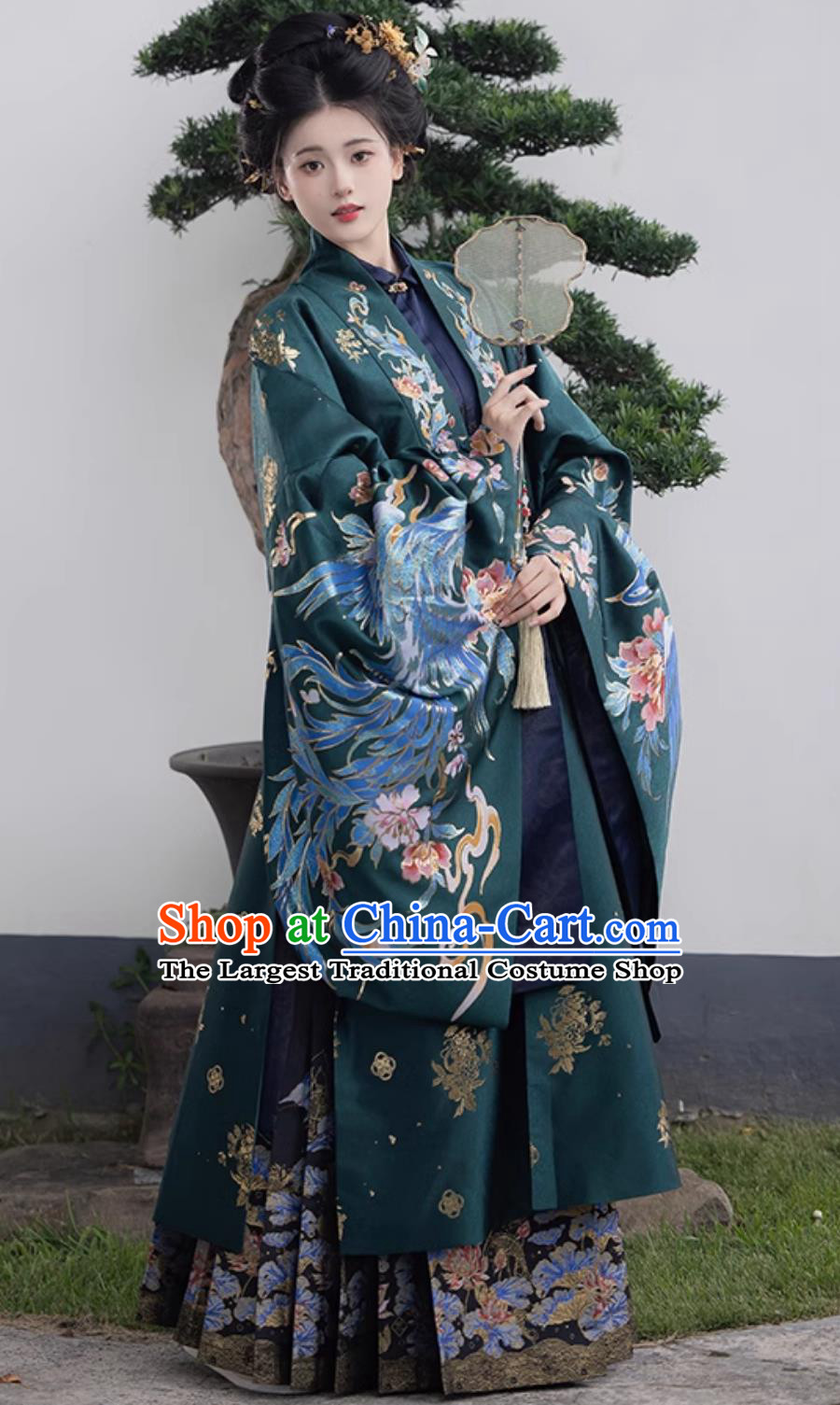 Chinese Hanfu Ming Dynasty Style Pifeng Brocade Cloak Double Layer Gold Weave Jacquard Coat