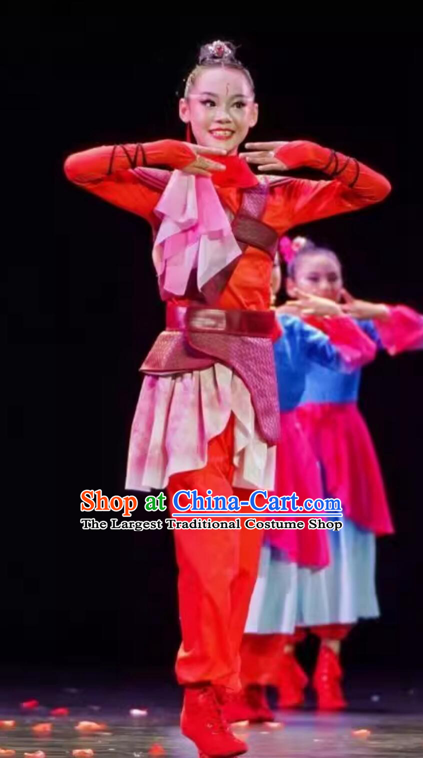 Chinese Opera Little Lotus Charm Hua Mulan Performance Costume Ancient General Soldier Armor Hua Mulan Show Outfit