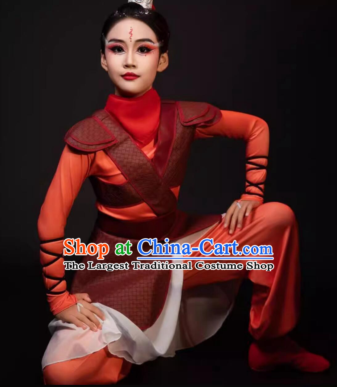 Chinese Opera Little Lotus Charm Hua Mulan Performance Costume Ancient General Soldier Armor Hua Mulan Show Outfit