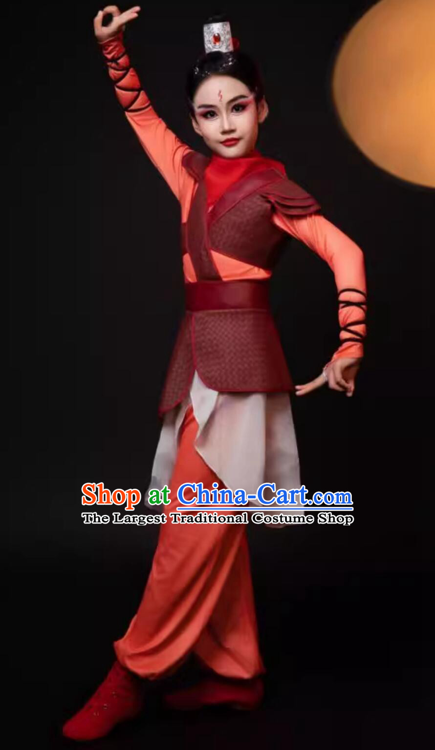 Chinese Opera Little Lotus Charm Hua Mulan Performance Costume Ancient General Soldier Armor Hua Mulan Show Outfit