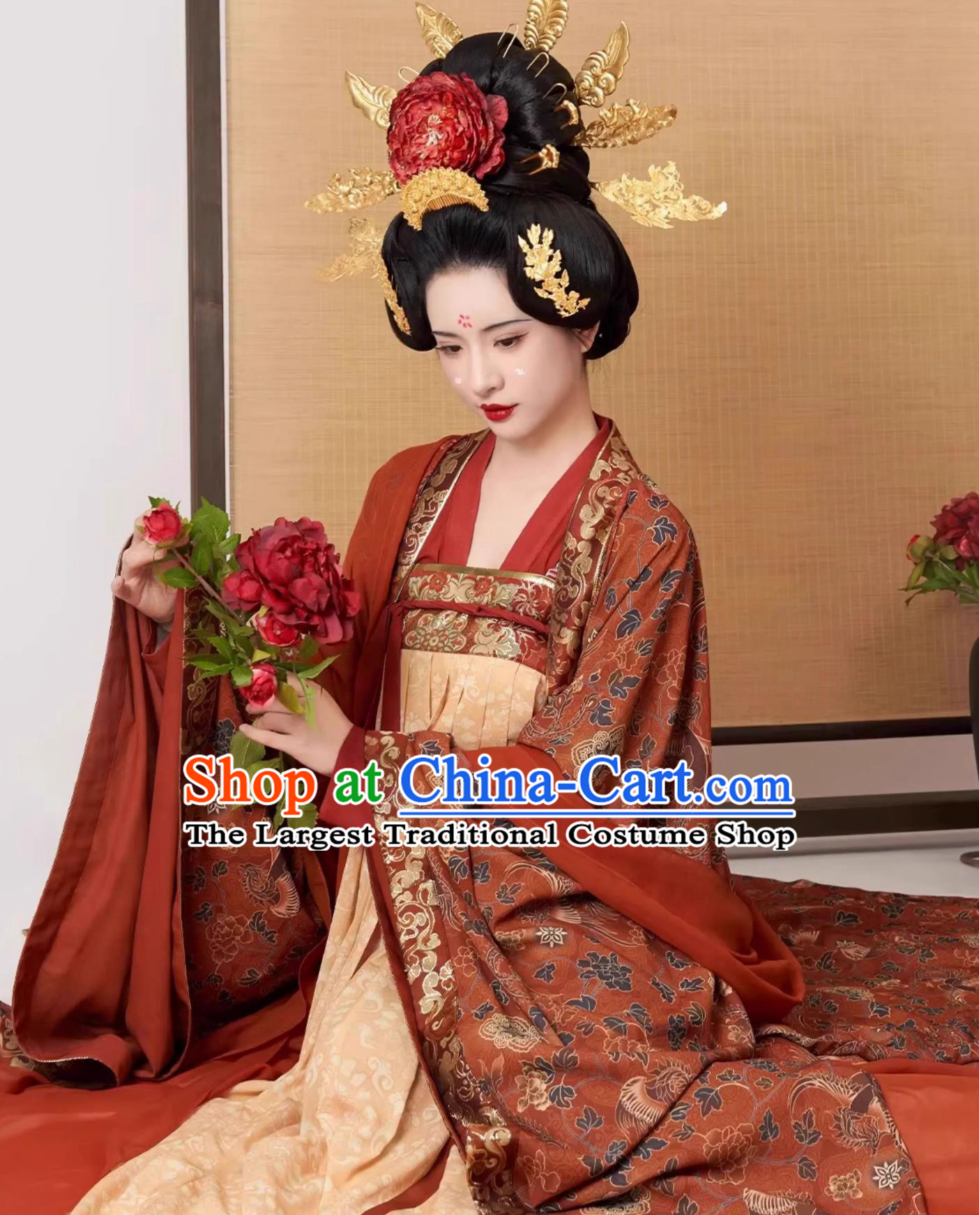 Huacai Oriental Show Tang Dynasty Restoration Wide Sleeve Gown With Pibo Chinese Imitation Zhuanghua High Waist Ruqun Hanfu Dress