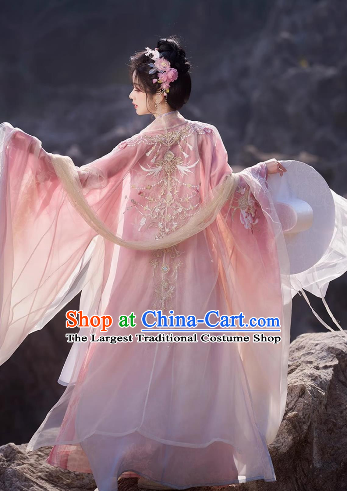Chinese Hanfu Women Heavy Embroidery Wide Sleeve Gown Hezi Dress Tang Dynasty Style Costumes Complete Set