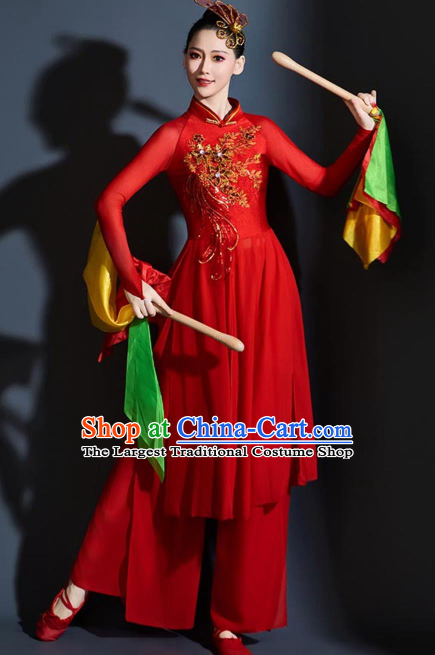 Yangko Dance Performance Clothing Chinese Festive Drum Dance Lantern Dance Red Outfit Performance Costume Women