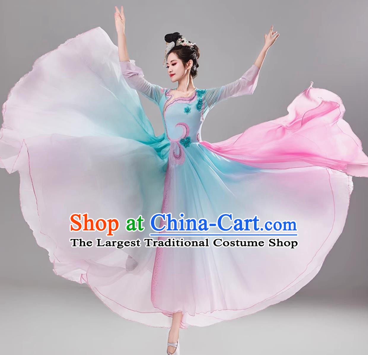 Top Dance Contest Woman Solo Dance Costume Chinese Classical Dance Dress Stage Performance Umbrella Dance Clothing