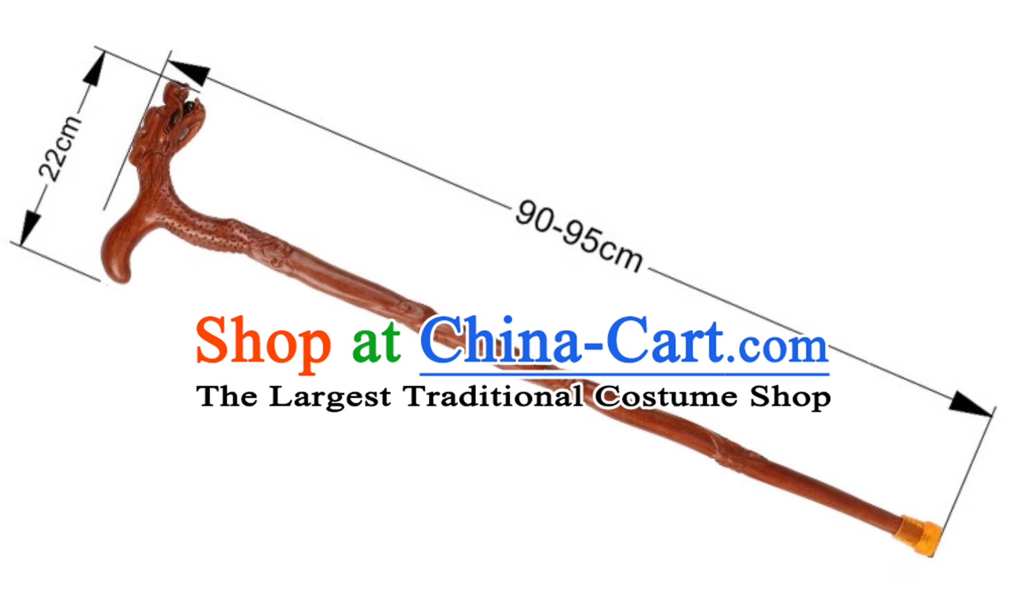 Chinese Hand Carved Cloud Dragon Cane Rosewood Crutch